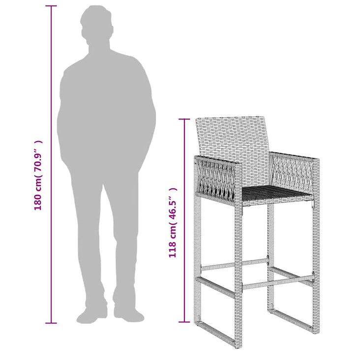 udendørs barstole 2 stk. polyrattan brun