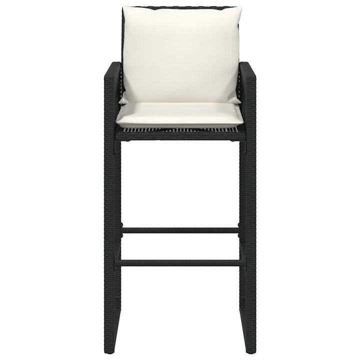 barstole til haven med hynder 2 stk. polyrattan sort