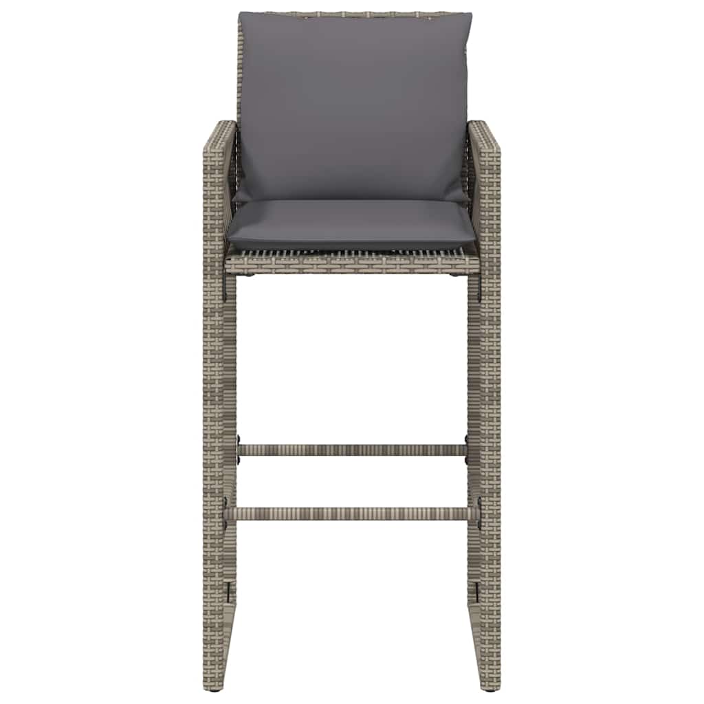 barstole til haven med hynder 2 stk. polyrattan grå