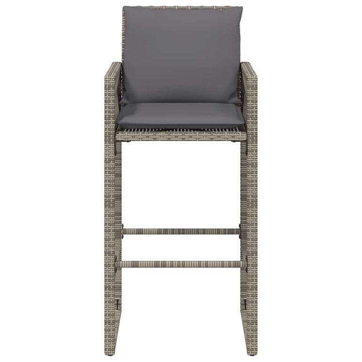 barstole til haven med hynder 2 stk. polyrattan grå