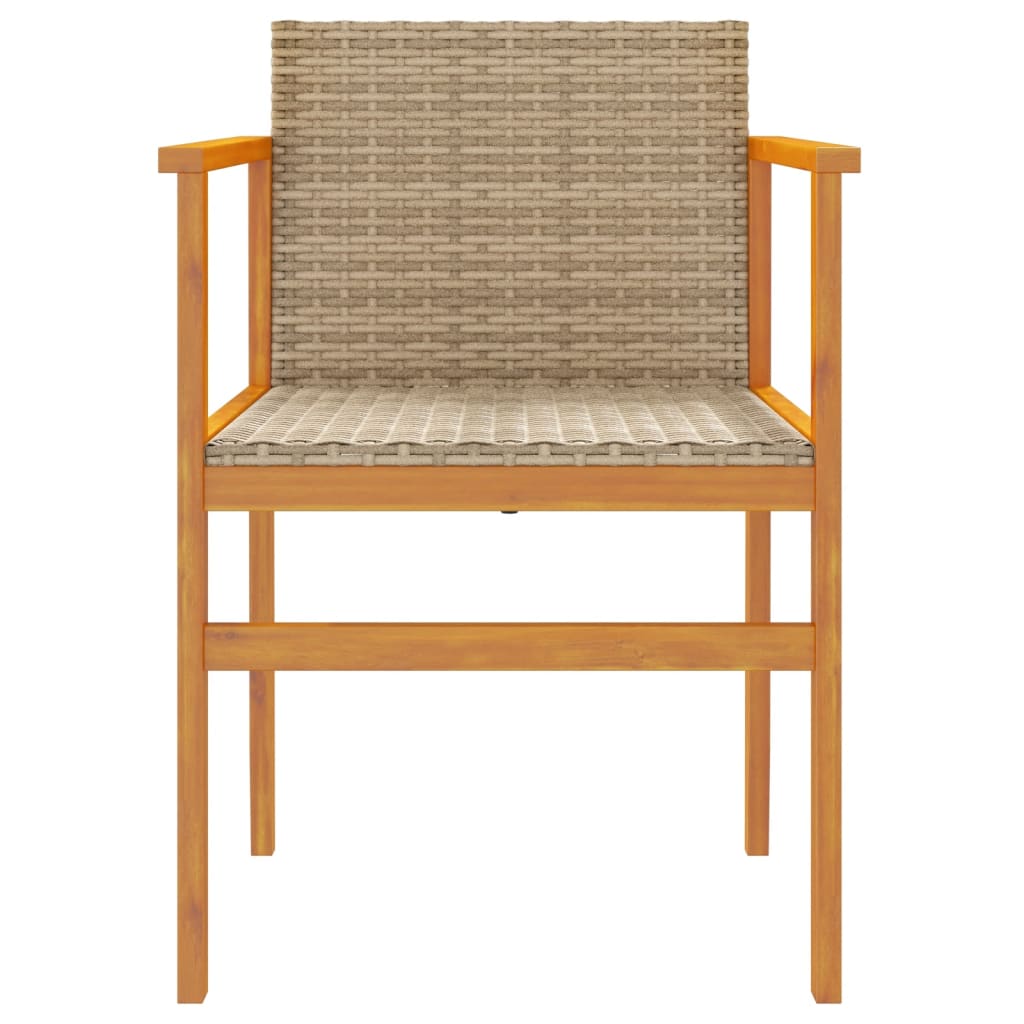 havestole 2 stk. polyrattan og massivt træ beige