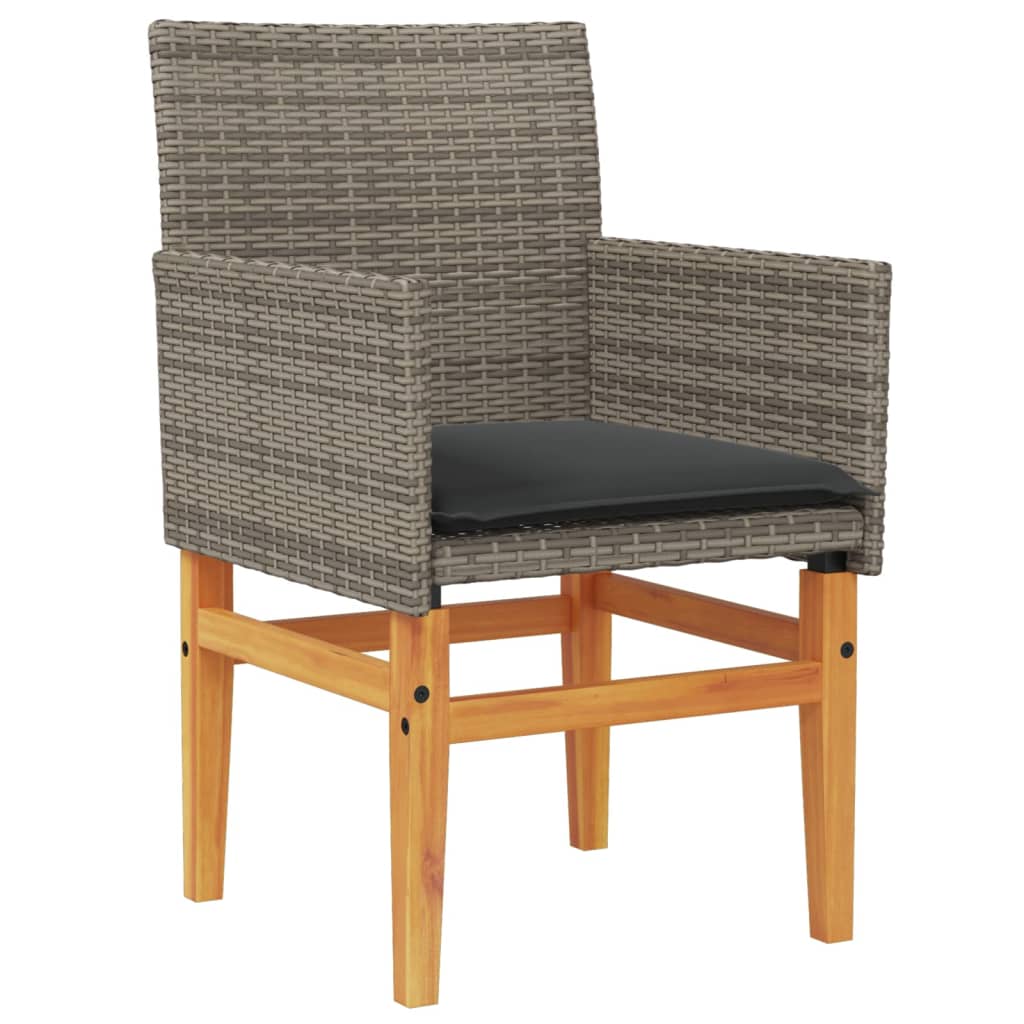 havestole 2 stk. med hynder polyrattan og massivt træ grå