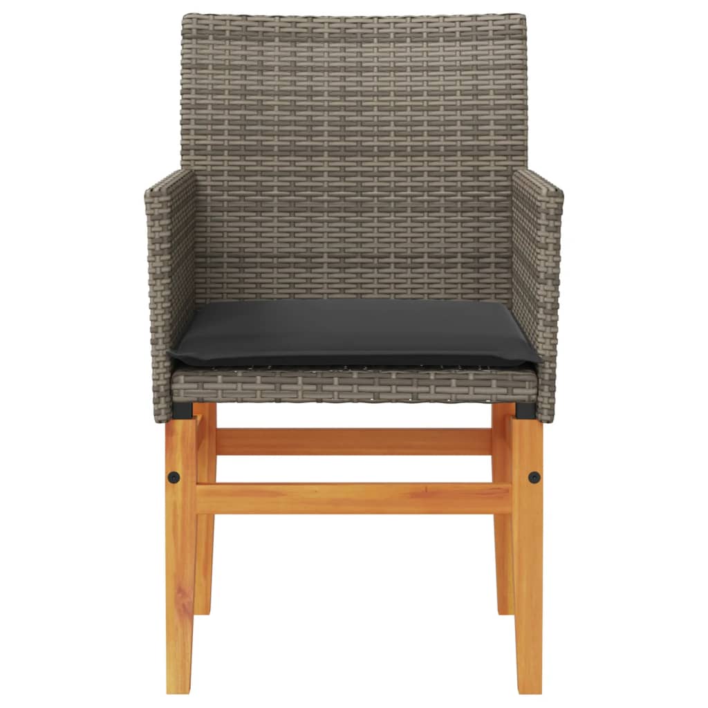 havestole 2 stk. med hynder polyrattan og massivt træ grå