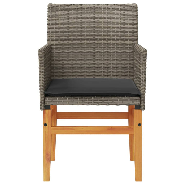 havestole 2 stk. med hynder polyrattan og massivt træ grå