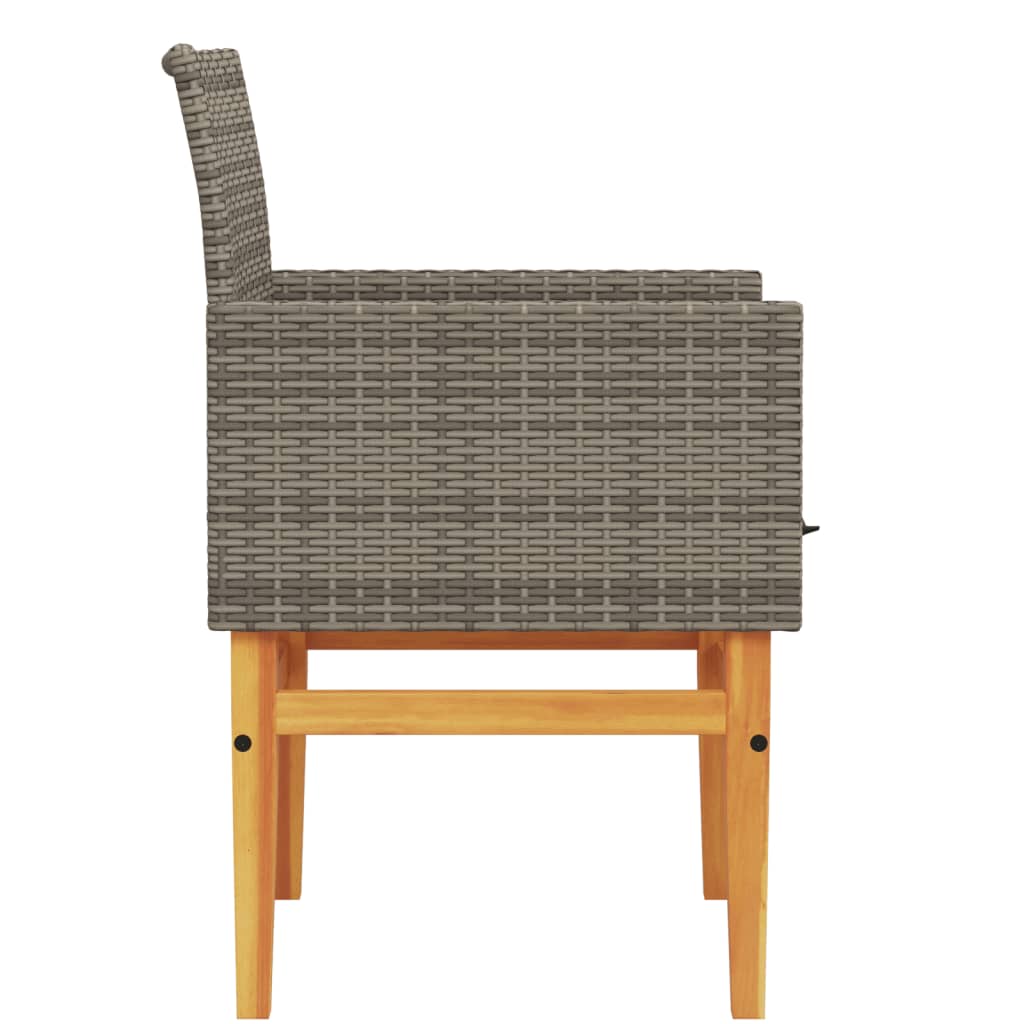 havestole 2 stk. med hynder polyrattan og massivt træ grå