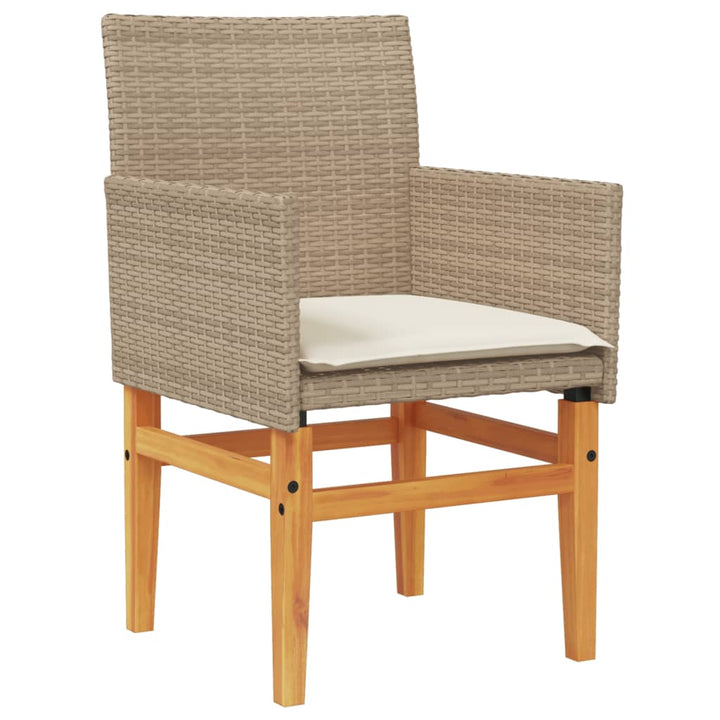 havestole 2 stk. med hynder polyrattan og massivt træ beige