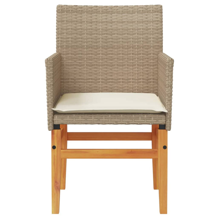 havestole 2 stk. med hynder polyrattan og massivt træ beige