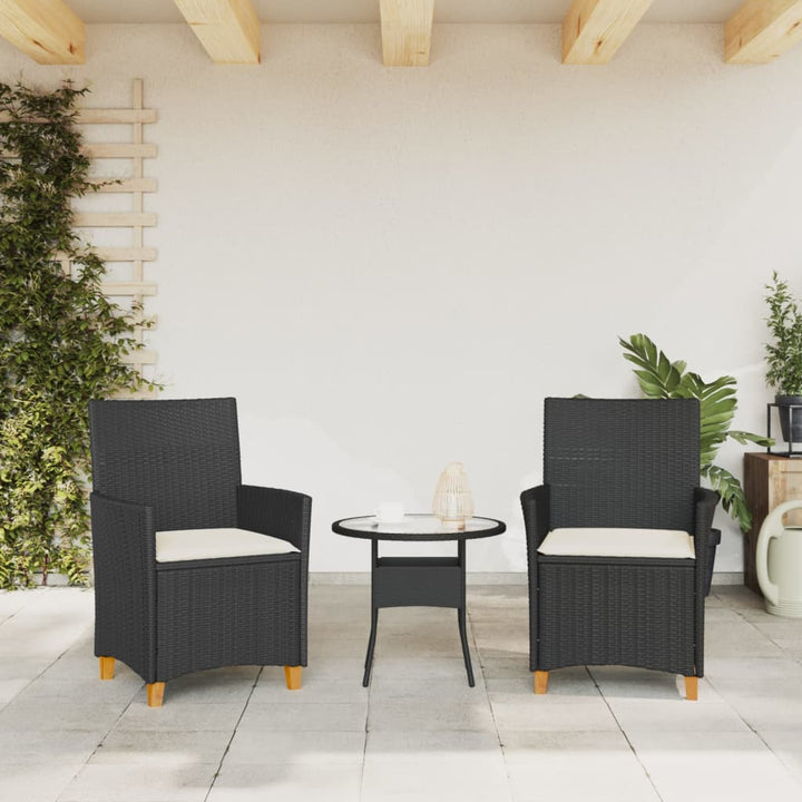 havestole 2 stk. med hynder polyrattan og massivt træ sort