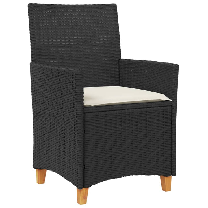 havestole 2 stk. med hynder polyrattan og massivt træ sort