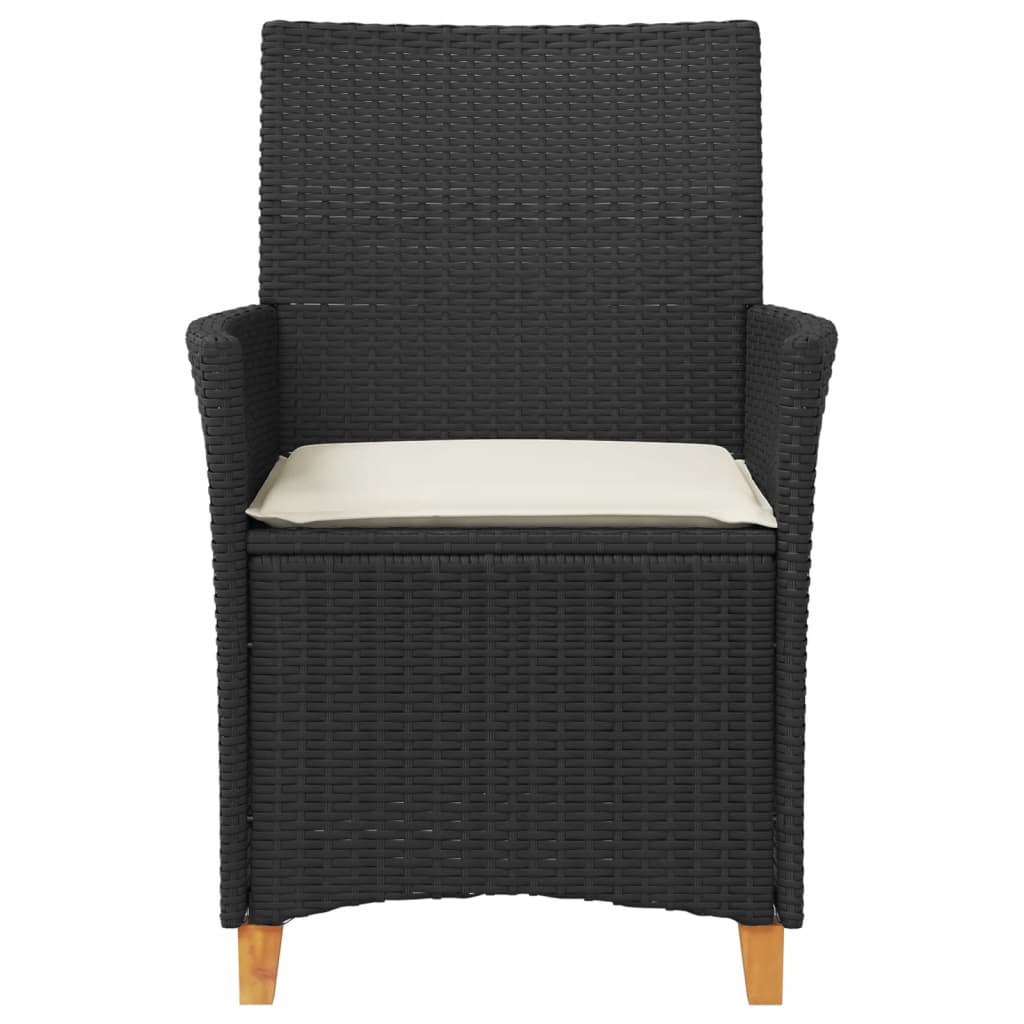 havestole 2 stk. med hynder polyrattan og massivt træ sort