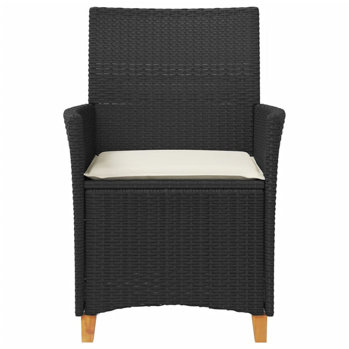 havestole 2 stk. med hynder polyrattan og massivt træ sort