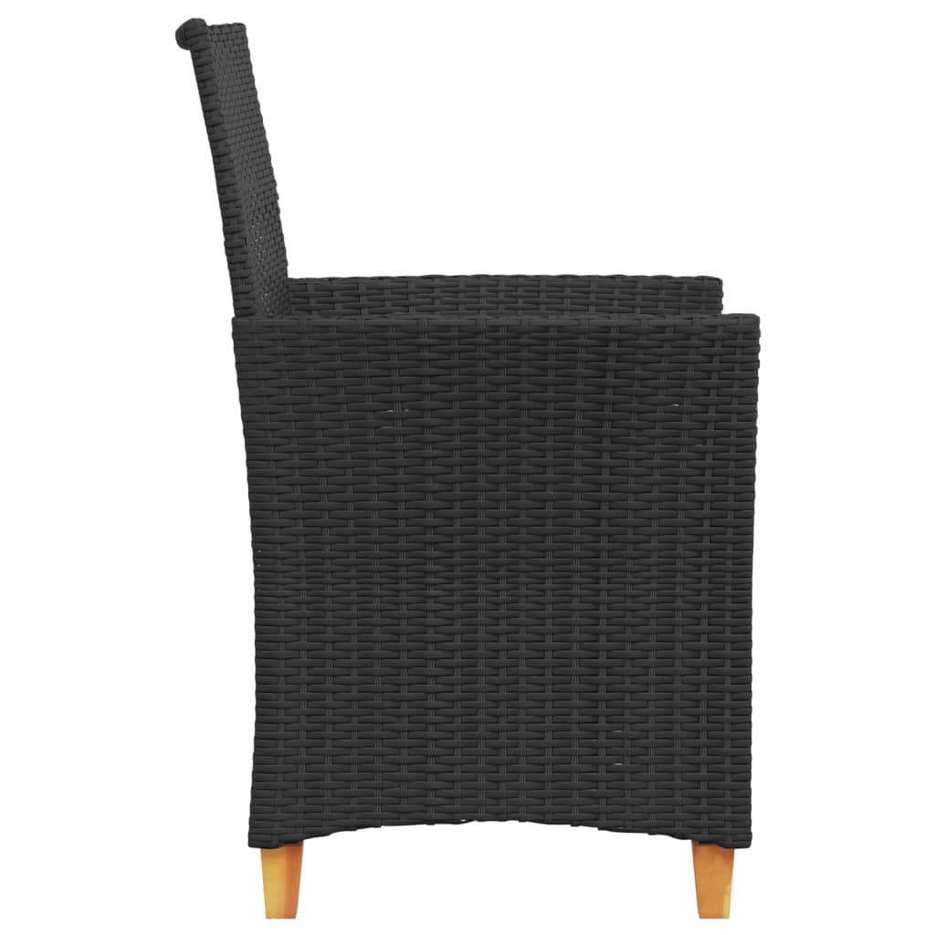 havestole 2 stk. med hynder polyrattan og massivt træ sort