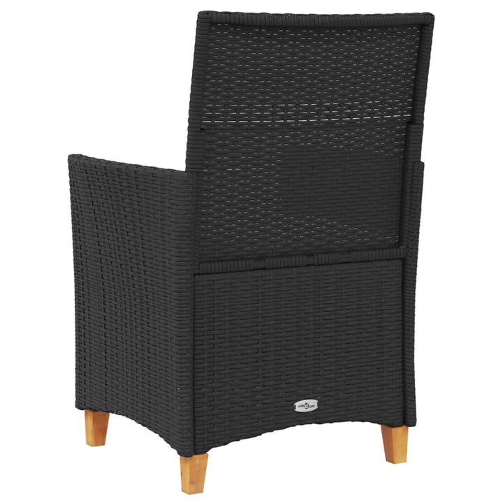 havestole 2 stk. med hynder polyrattan og massivt træ sort