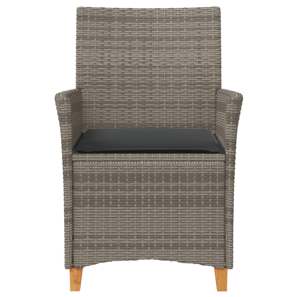 havestole 2 stk. med hynder polyrattan og massivt træ grå