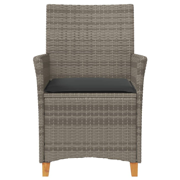 havestole 2 stk. med hynder polyrattan og massivt træ grå