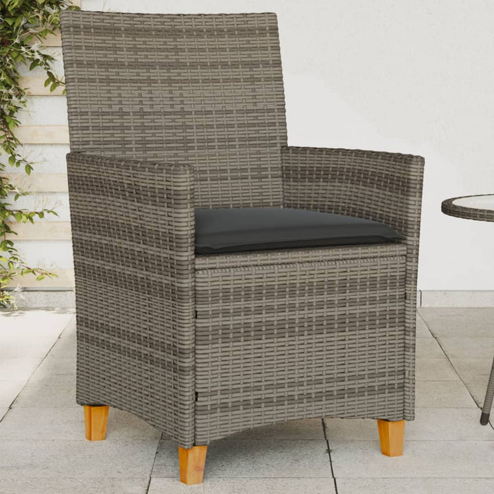 havestole 2 stk. med hynder polyrattan og massivt træ grå