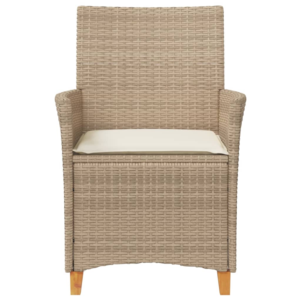 havestole 2 stk. med hynder polyrattan og massivt træ beige