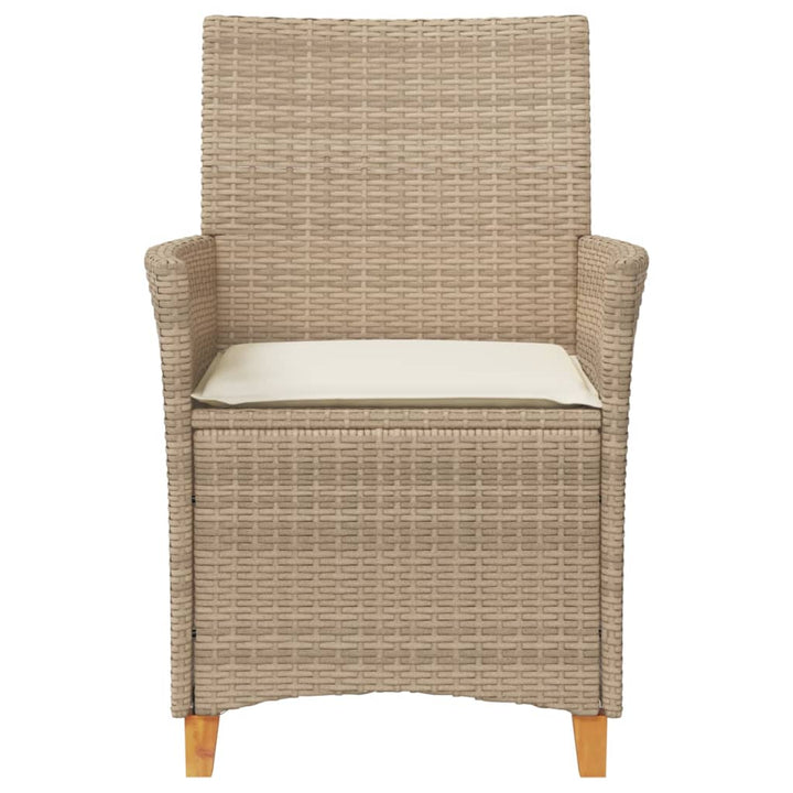 havestole 2 stk. med hynder polyrattan og massivt træ beige