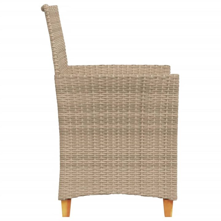 havestole 2 stk. med hynder polyrattan og massivt træ beige