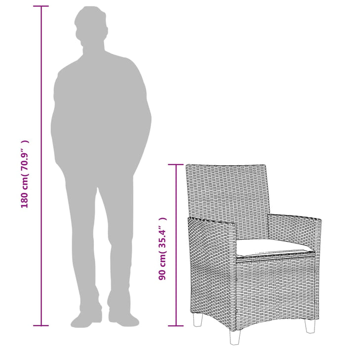 havestole 2 stk. med hynder polyrattan og massivt træ beige
