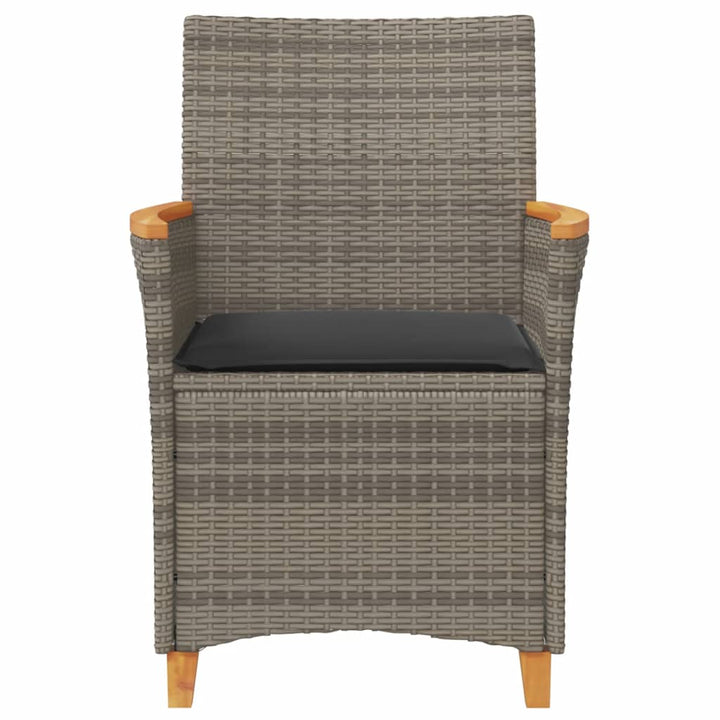 havestole 2 stk. med hynder polyrattan og massivt træ grå