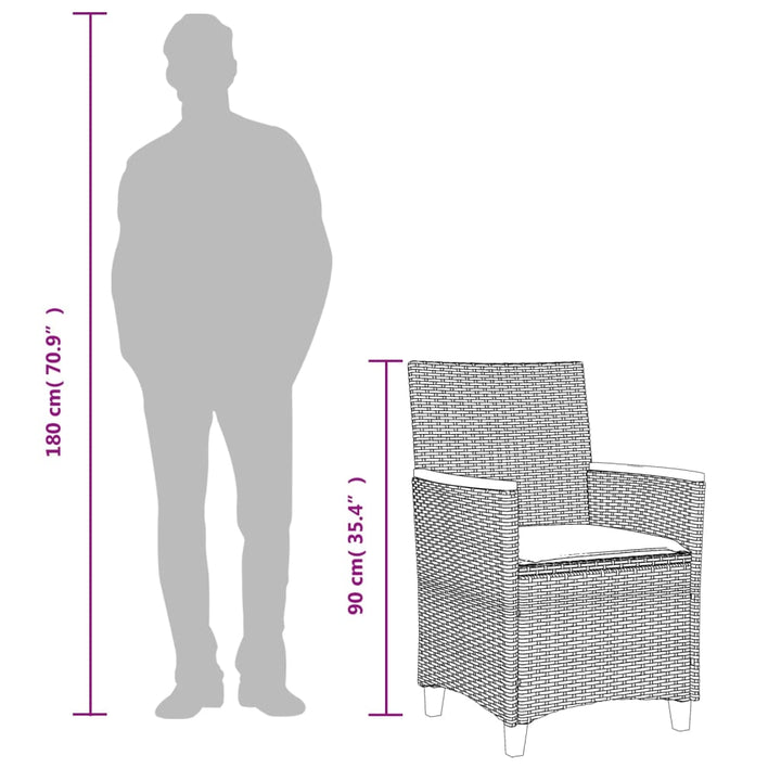 havestole 2 stk. med hynder polyrattan og massivt træ grå