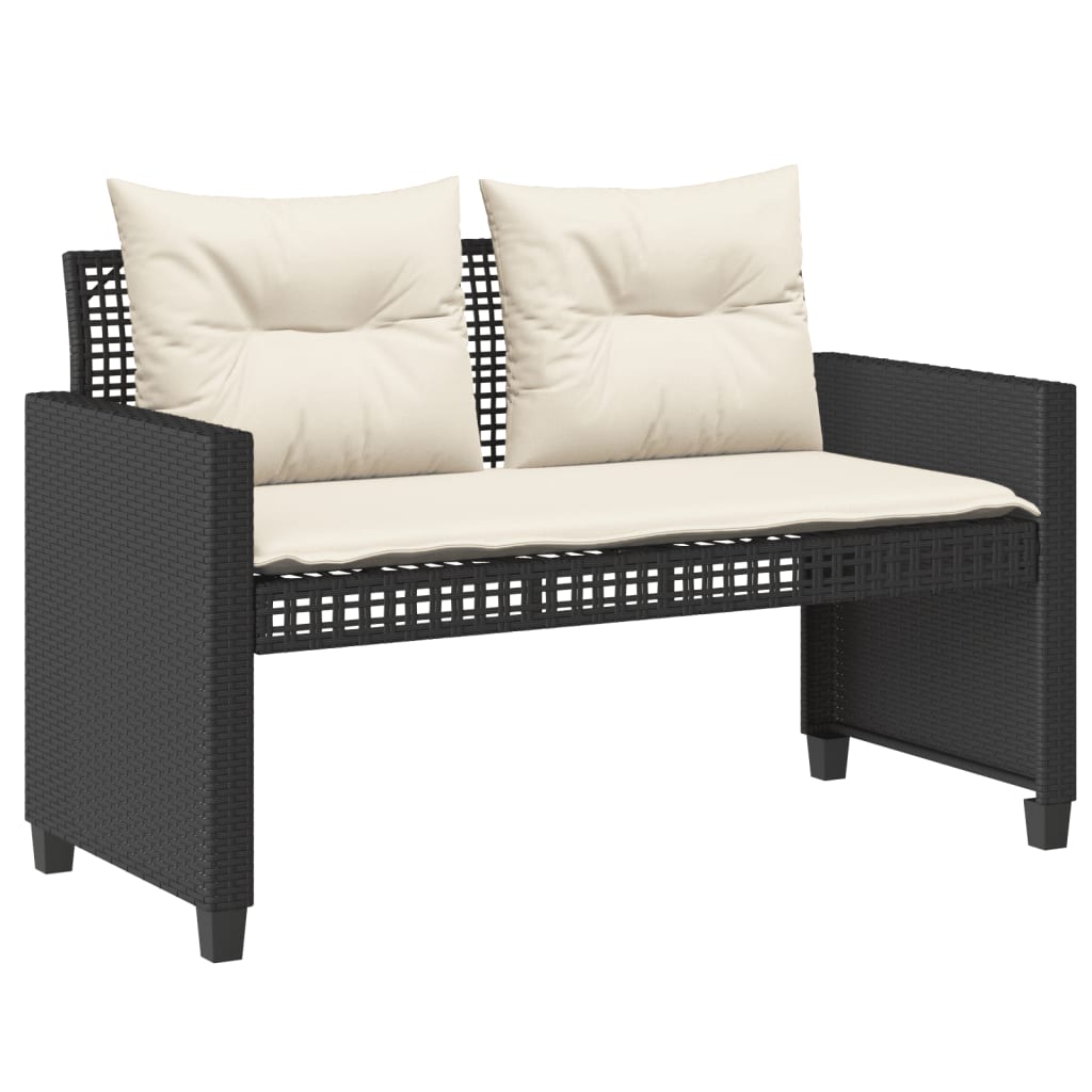 sofasæt til haven 4 dele med hynder polyrattan og glas sort