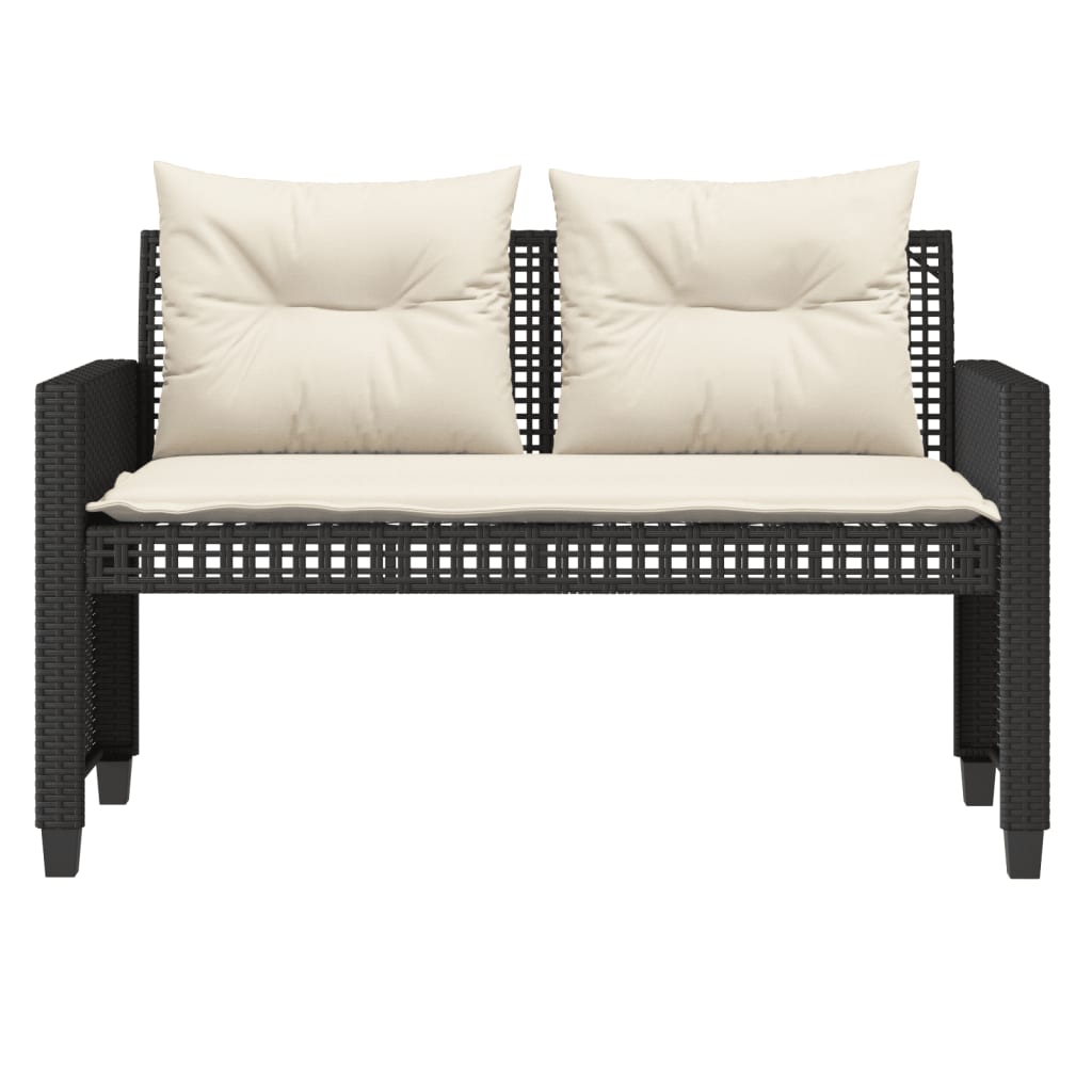 sofasæt til haven 4 dele med hynder polyrattan og glas sort