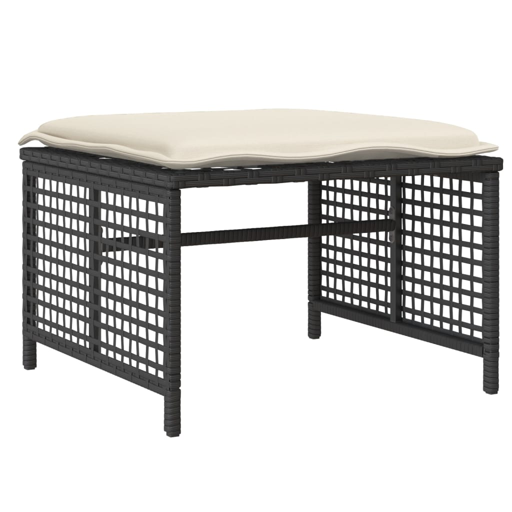 sofasæt til haven 4 dele med hynder polyrattan og glas sort