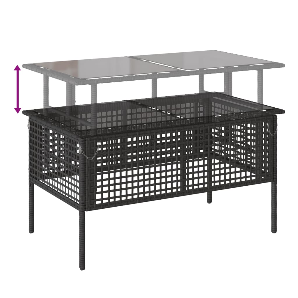 sofasæt til haven 4 dele med hynder polyrattan og glas sort