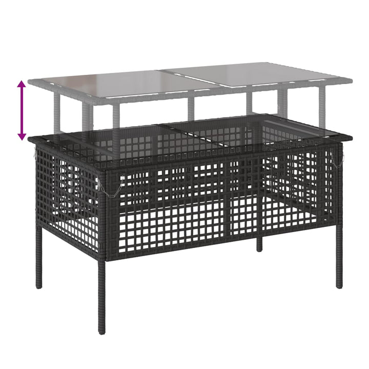 sofasæt til haven 4 dele med hynder polyrattan og glas sort