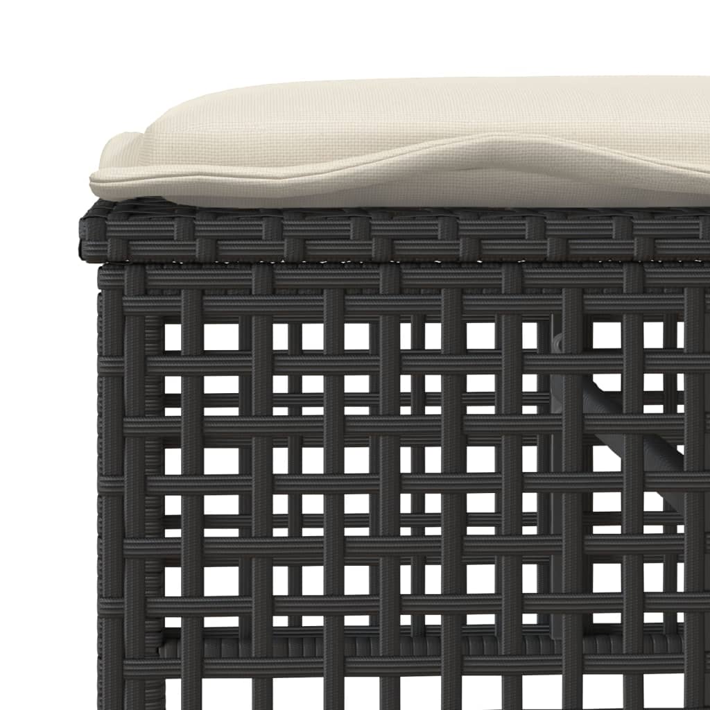 sofasæt til haven 4 dele med hynder polyrattan og glas sort