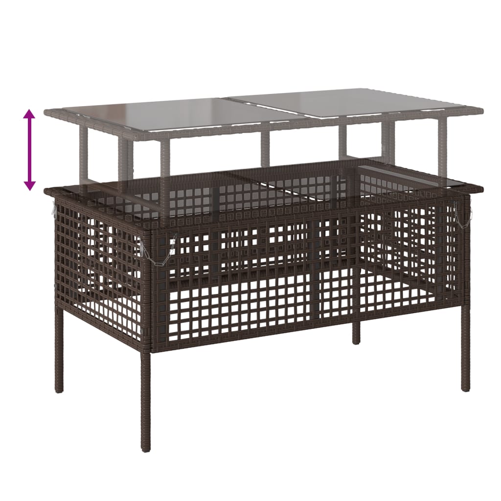 sofasæt til haven 4 dele med hynder polyrattan og glas brun
