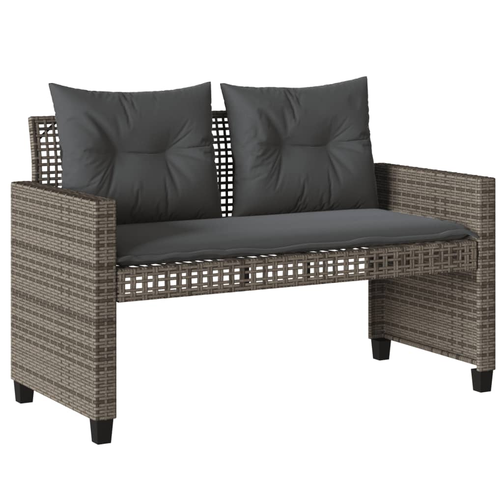 sofasæt til haven 4 dele med hynder polyrattan og glas grå