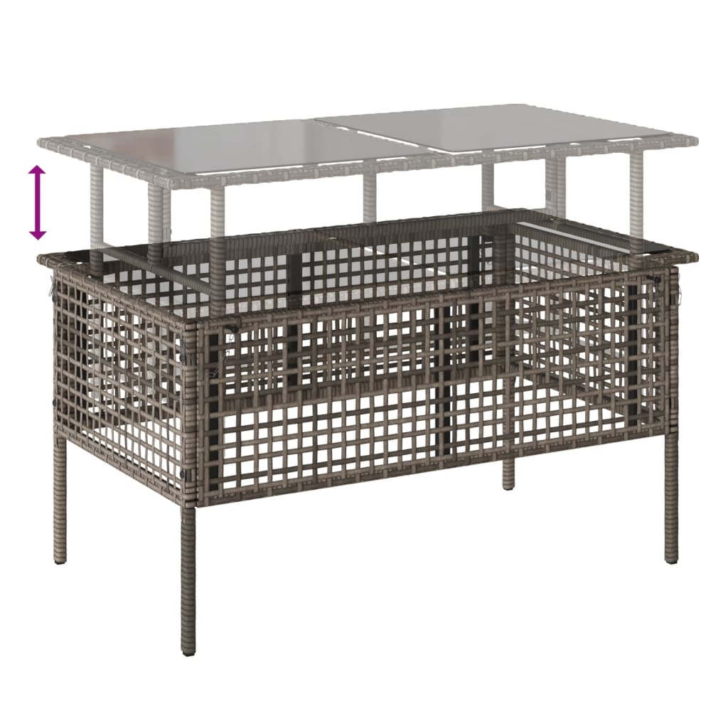 sofasæt til haven 4 dele med hynder polyrattan og glas grå