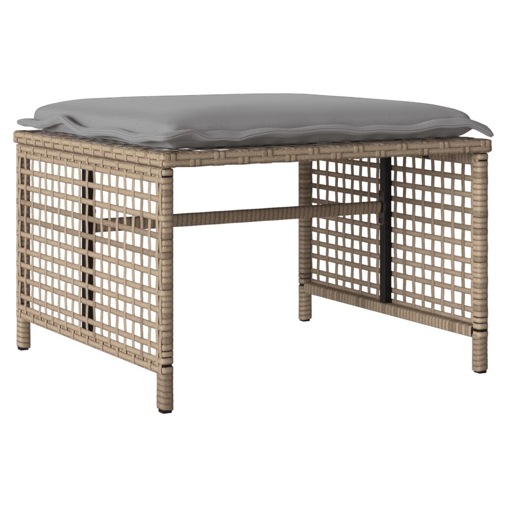sofasæt til haven 4 dele med hynder polyrattan og glas beige