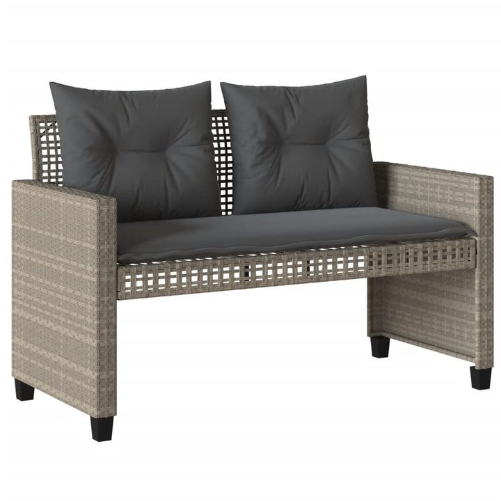 sofasæt til haven 4 dele med hynder polyrattan og glas lysegrå