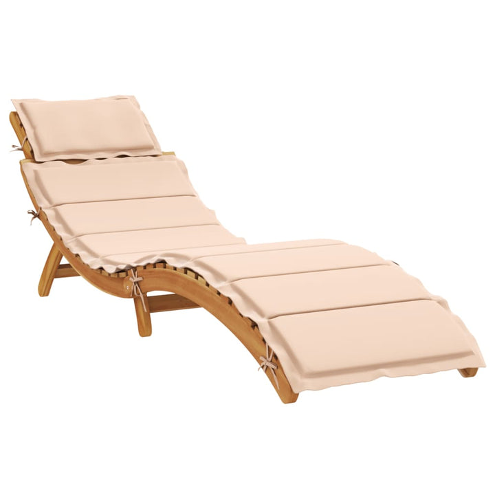 liggestol med hynde massivt akacietræ beige