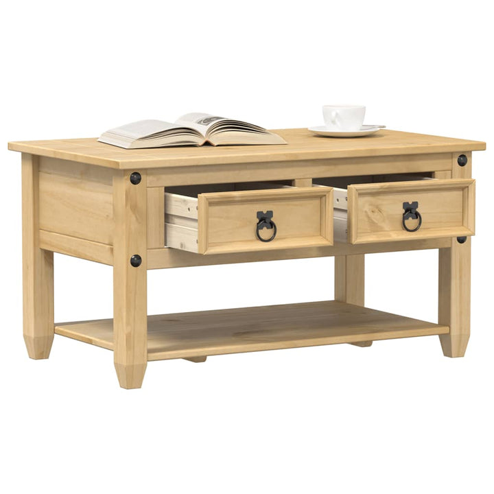 sofabord med skuffer Corona 85x50x45 cm massivt fyrretræ