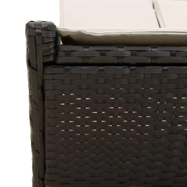 dobbelt loungesofa med hynder polyrattan sort