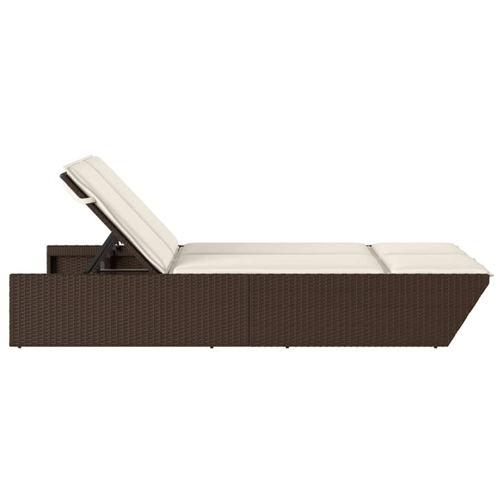 solseng med hynder polyrattan brun