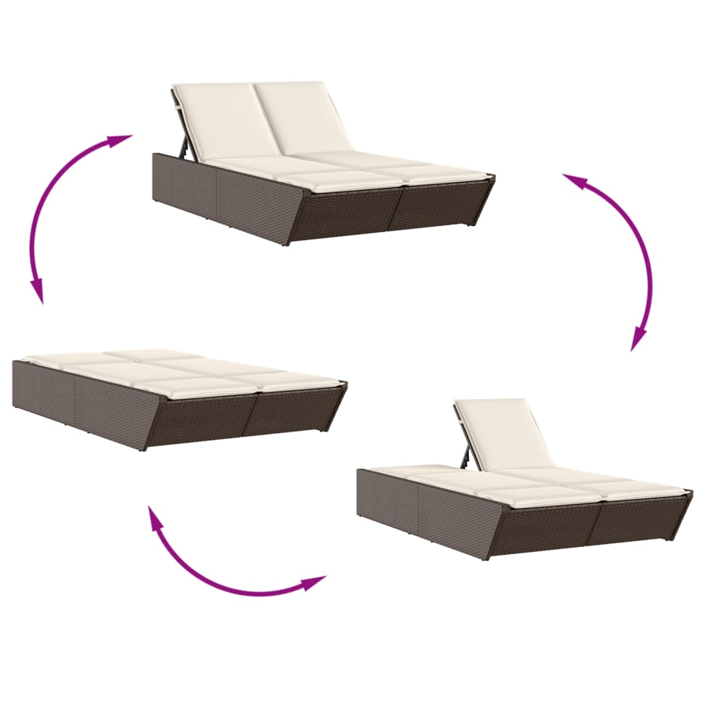 solseng med hynder polyrattan brun