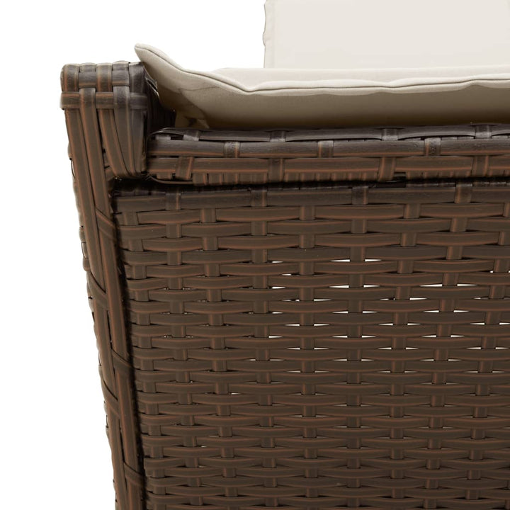 solseng med hynder polyrattan brun