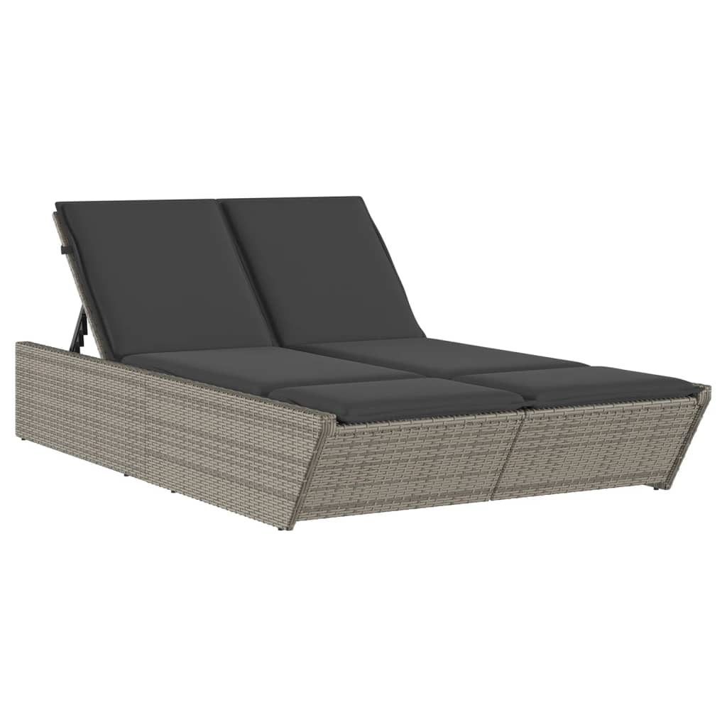 loungesofa med hynder polyrattan grå