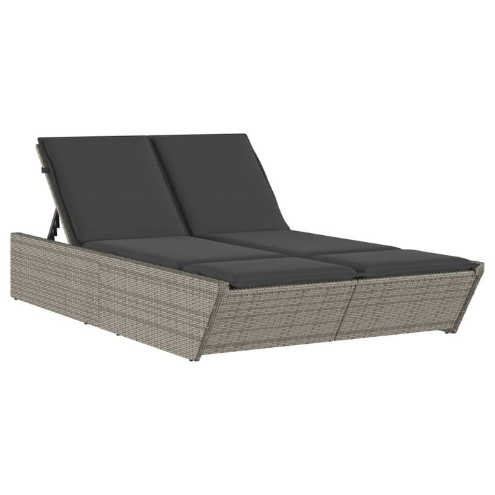 loungesofa med hynder polyrattan grå