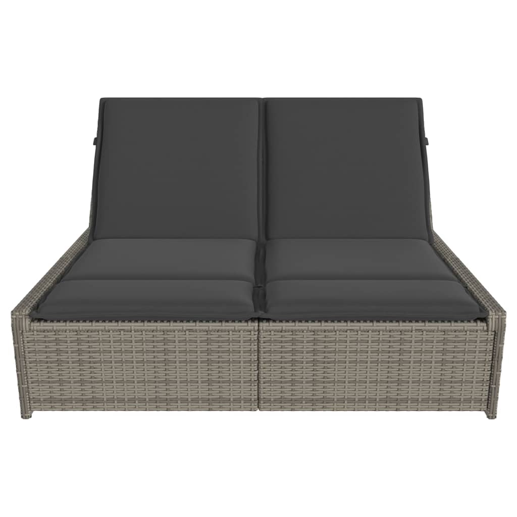 loungesofa med hynder polyrattan grå