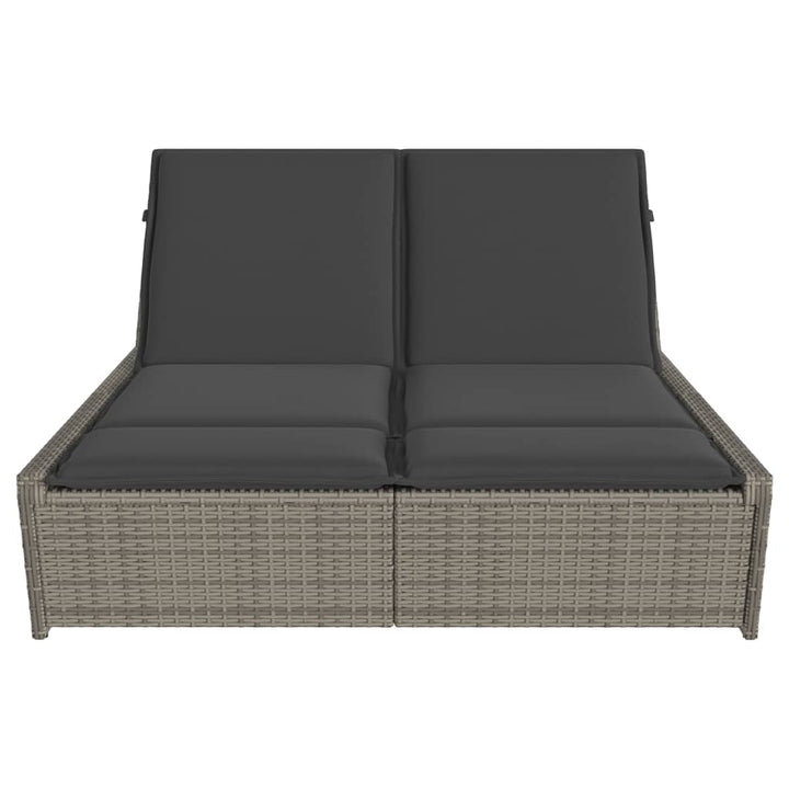 loungesofa med hynder polyrattan grå