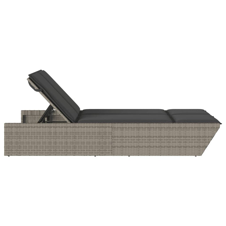 loungesofa med hynder polyrattan grå