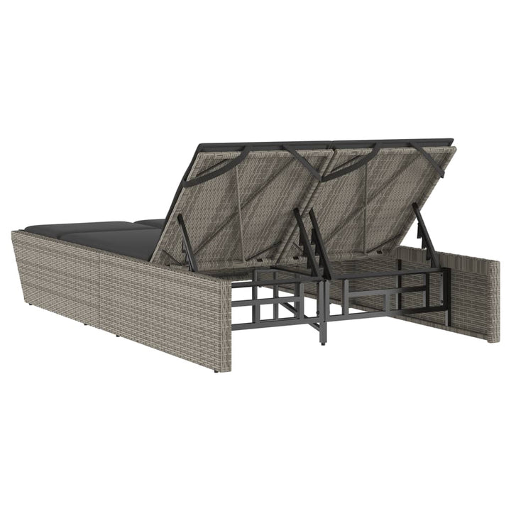 loungesofa med hynder polyrattan grå