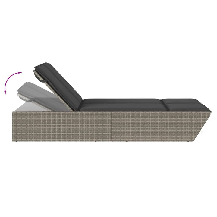 loungesofa med hynder polyrattan grå